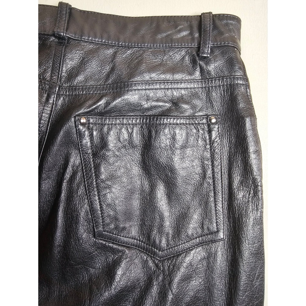 Wilsons Leather Maxima Black Leather Pants Womens 8 Y2K Straight Leg High Rise - Picture 12 of 13